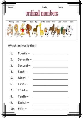 109 Ordinal numbers English ESL worksheets pdf & doc .